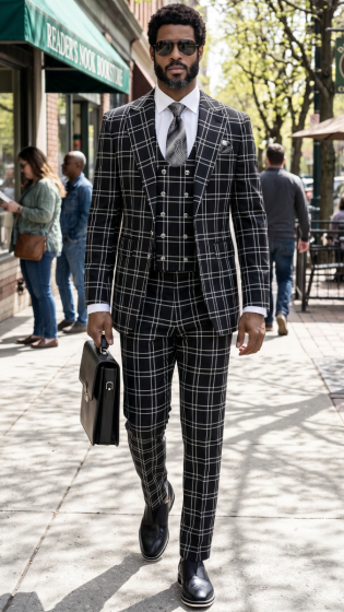 Black Suit Mens Fashion Suits Double Breasted Vest