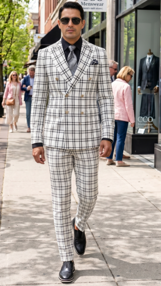 White Suit Mens Double Breasted Suits