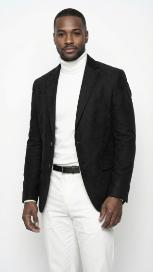 Black Blazer Micro Suede Men's Blazer Jacket