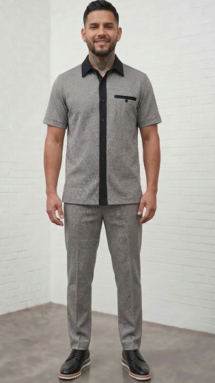 Black Men's Two Piece Pants Sets