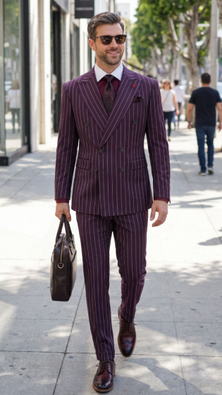 Plum Pinstripe Suit Mens Fashion Lifestyle