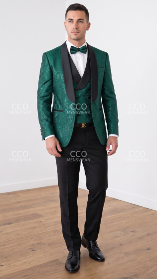 Hunter Green Tuxedo Black Lapels Formal Wear for Men