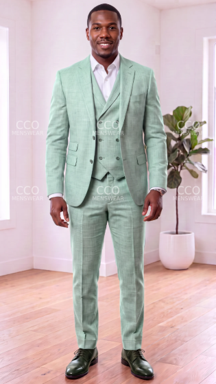 Mint Mens 3 Piece Notched Lapel Wool Suit