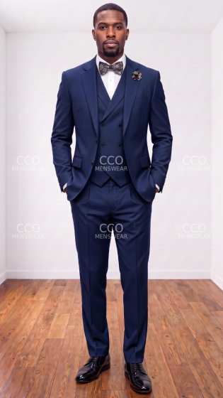 Statement Men's 3 Piece Wool Outlet Suit - Elegant Solid