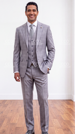 Ash Suit Modern Fit Suit for Guys Plaid Suits
