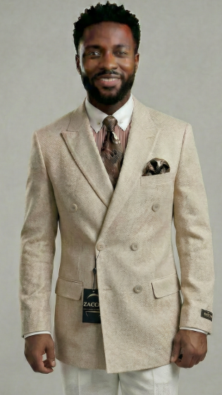CCO Men's Outlet Fashion Double Breasted Sport Coat - Hopsack Blazer