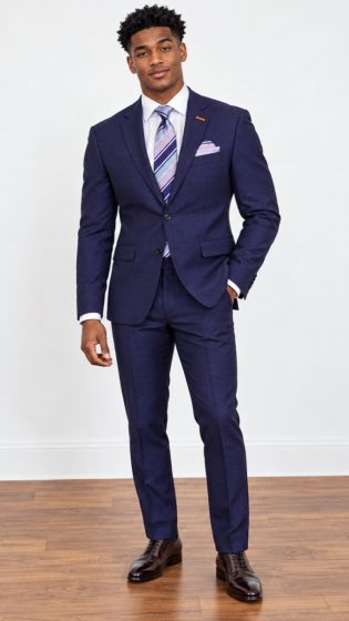 Statement Men's Outlet 2 Piece 100% Wool Modern Fit Suit - Subtle Texture