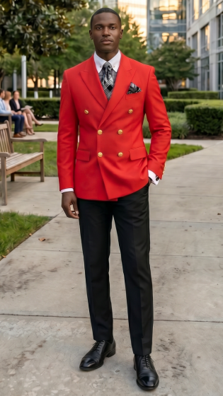 Red Double Breasted Blazer Sport Coat