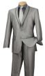Vinci Men's Sharkskin Slim Fit Suit - Trimmed Shawl Lapel