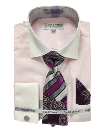 DANIEL ELLISSA TWO TONE SOLID SHIRTS DS3829P2 BEIGE main image 1