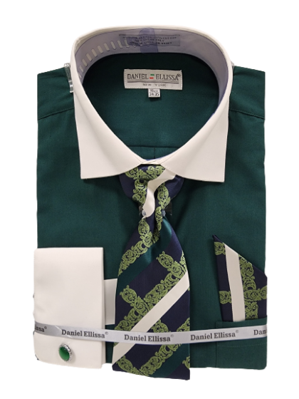 DANIEL ELLISSA SOLID BODY WHITE COLLAR BASIC FRENCH CUFF SHIRT DS3825P2 RED main image 0