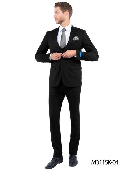 CCO Men's Outlet 3 Piece Skinny Fit Suit - U Vest