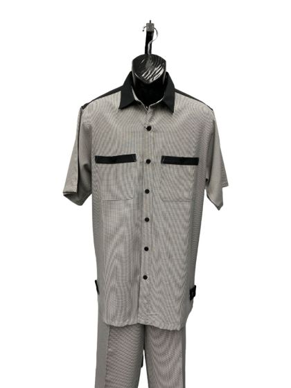 Dreams by Zacchi Men's Wide Leg 2 Piece Walking Suit - Two Tone Accents