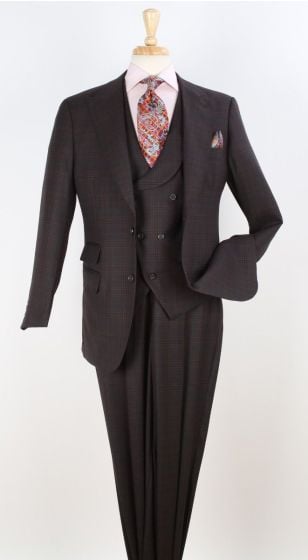 Apollo King Men's Outlet 3pc 100% Wool Suit - Fashion V-Taper Vest