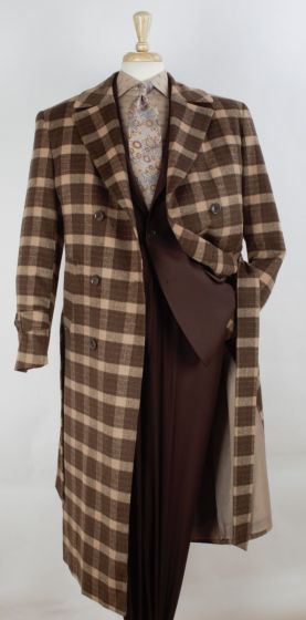 Veno Giovanni Men's Outlet 100% Wool Full Length Length Top Coat - Double Breasted