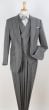 Grey Stripe 3 Piece Mens Suits Peak Lapel Suit for Men