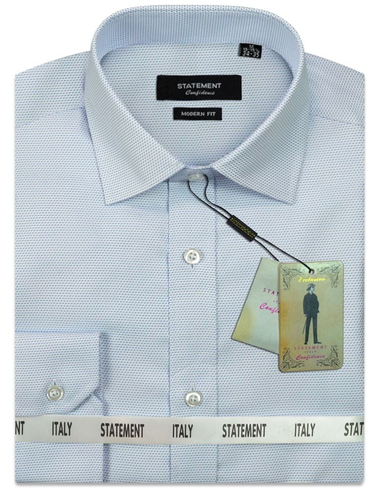 Statement Men's Long Sleeve 100% Cotton Shirt - Slim Fit Dress Shirt