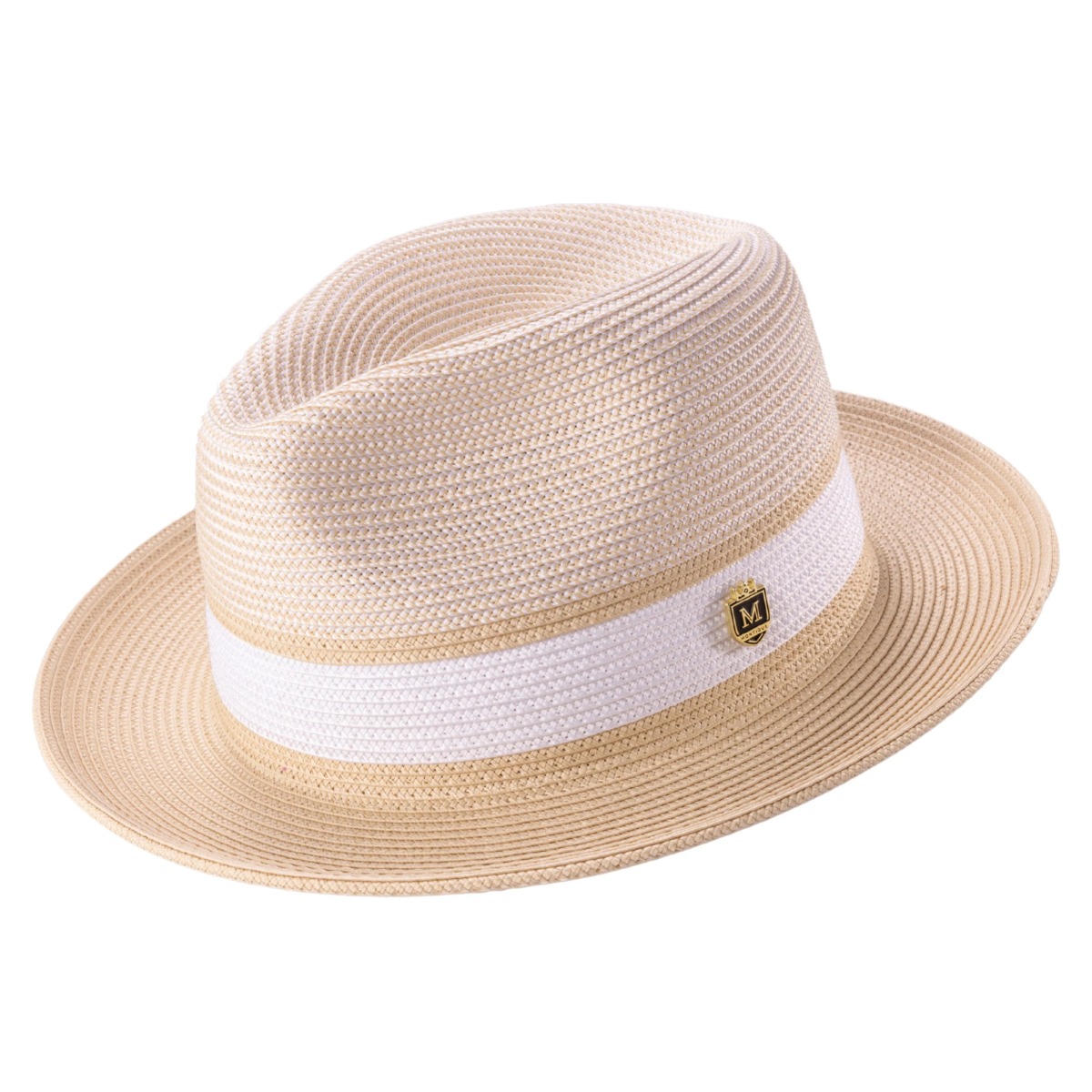 Frances Grey Hand‎ Woven Straw Panama Hat Two Tone Cream Brown Wide Brim Fedora London Wool Felt Fedora in Cream main image 4