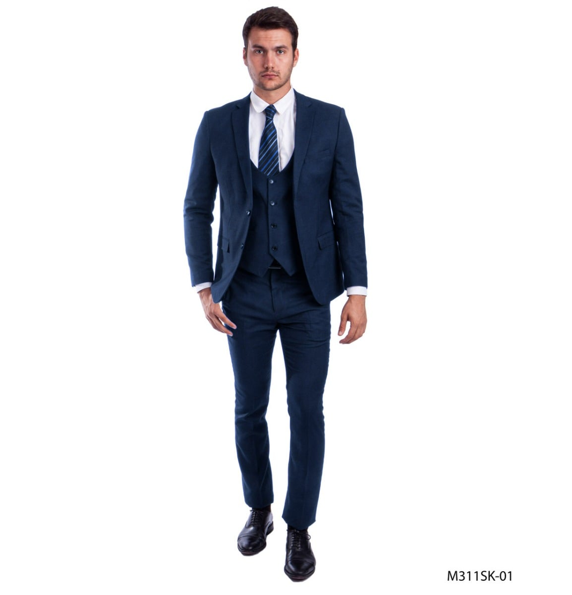 Sean Alexander Men's 3 Piece Skinny Fit Suit - Sleek Windowpane