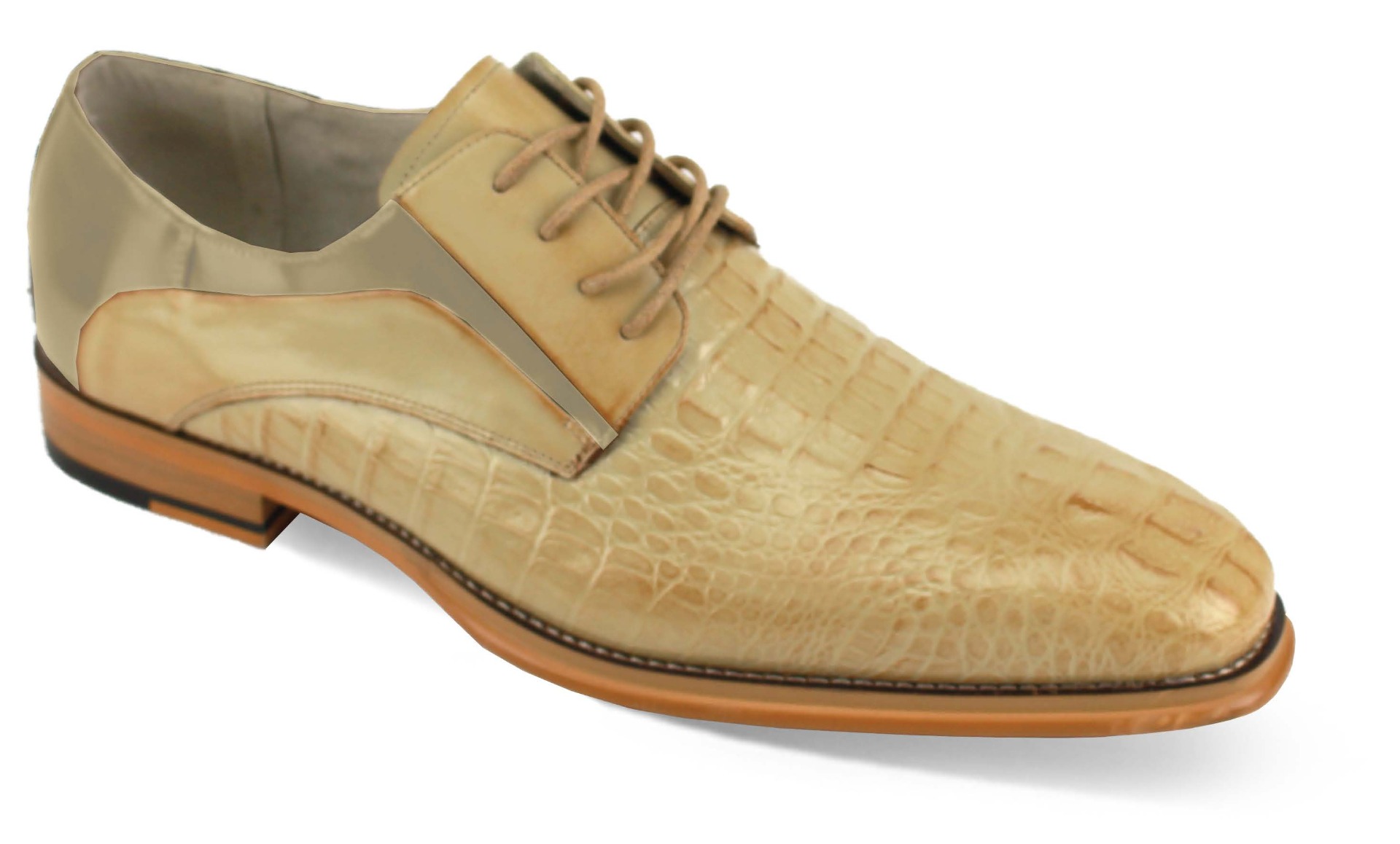 Giovanni Men\'s 10 Brown Leather Square Toe Faux Croc‎ Derby Dress Shoes Refined Elegance: Giovanni Scotch Leather Oxford Shoe  main image 4