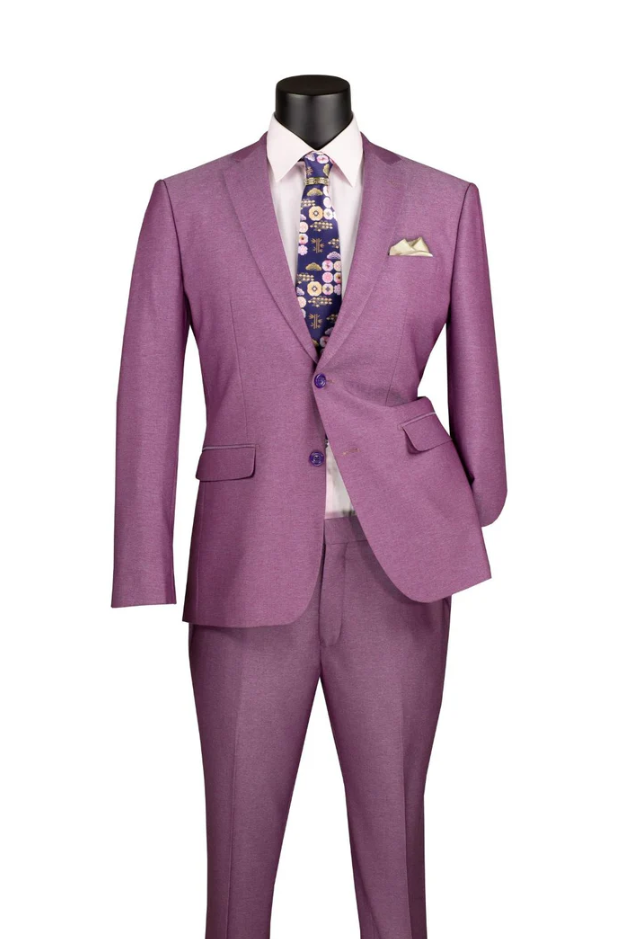 Vinci Men's 2 Piece Slim Fit Suit - Accented Windowpane