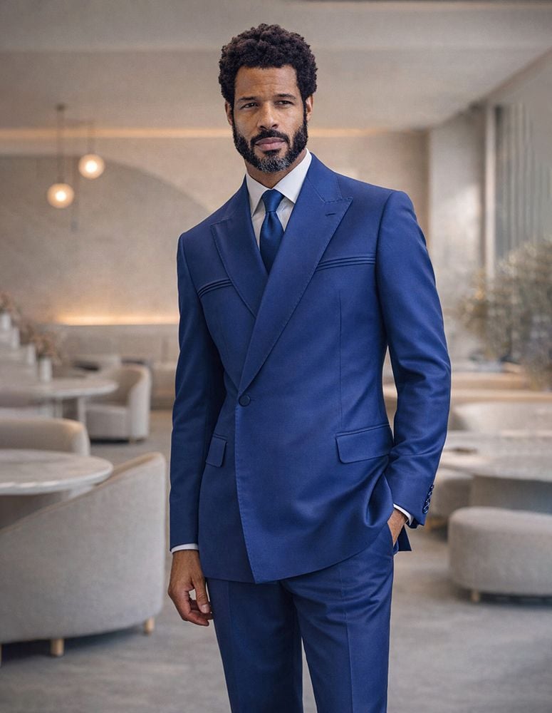 Apollo King Men's 3pc 100% Worsted Wool Suit - Double Breasted