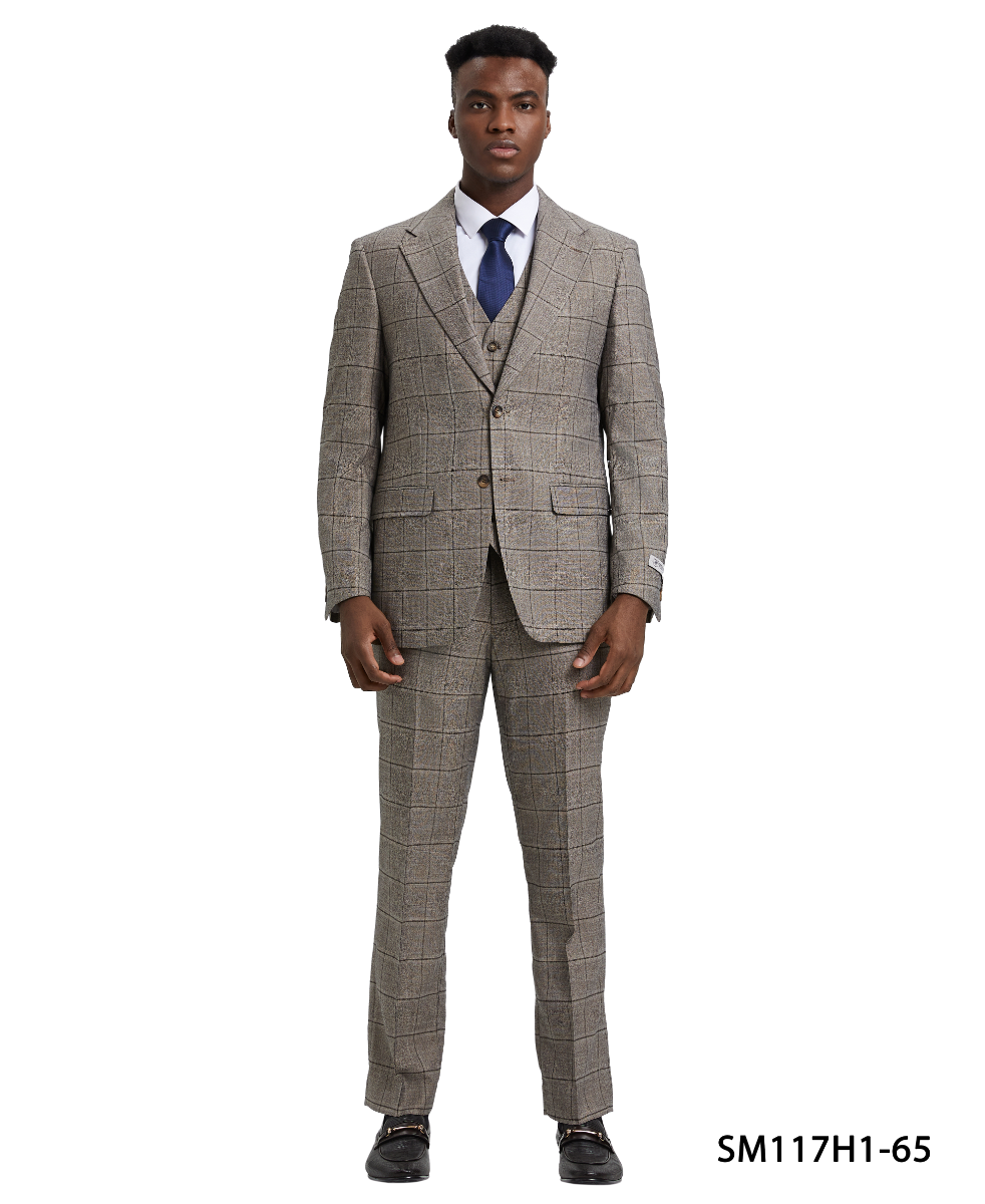 スーツ azu Azzuro Men's 3 Piece Executive Suit - Notch Lapel