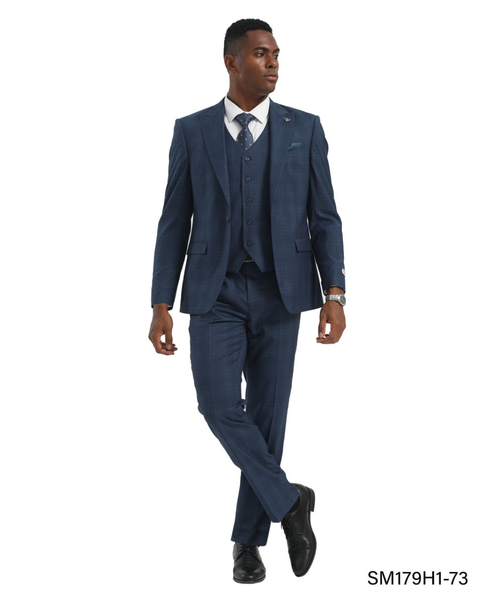 Stacy Adams Men's 3 Piece Hybrid Fit Overcoat Style Suit