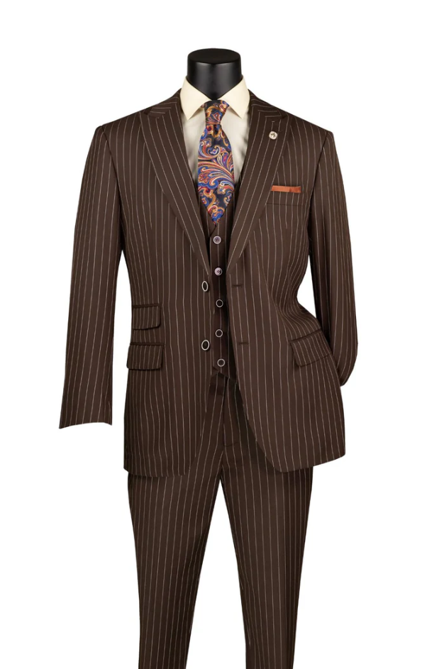 Vinci Men's 3 Piece Wool Feel Executive Suit - Big and Tall