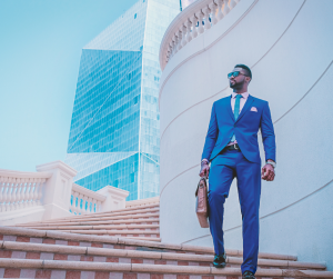 Man wearing coordinated suit and tie