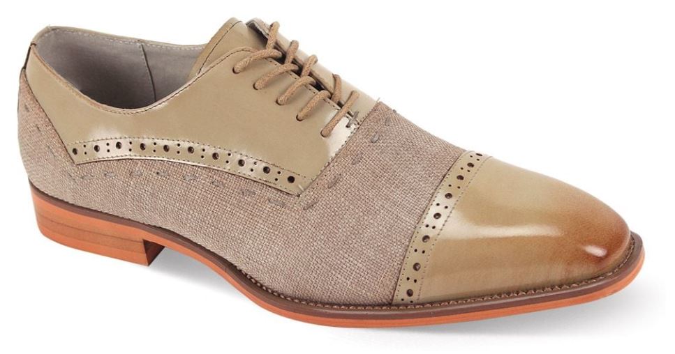 Giovanni Men's Leather Dress Shoe - Stitching Detail in Tan