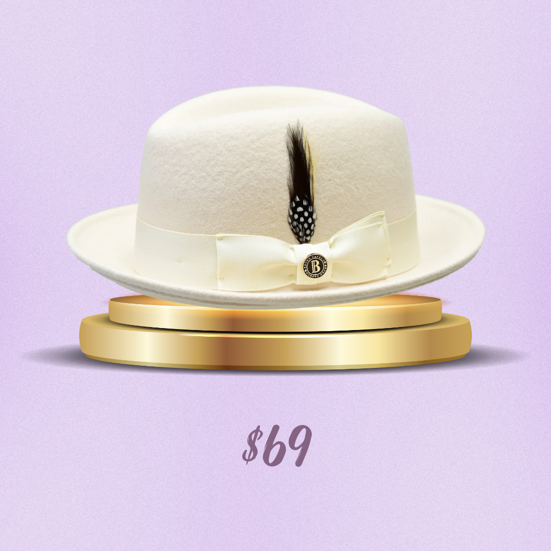 white men's dress hat