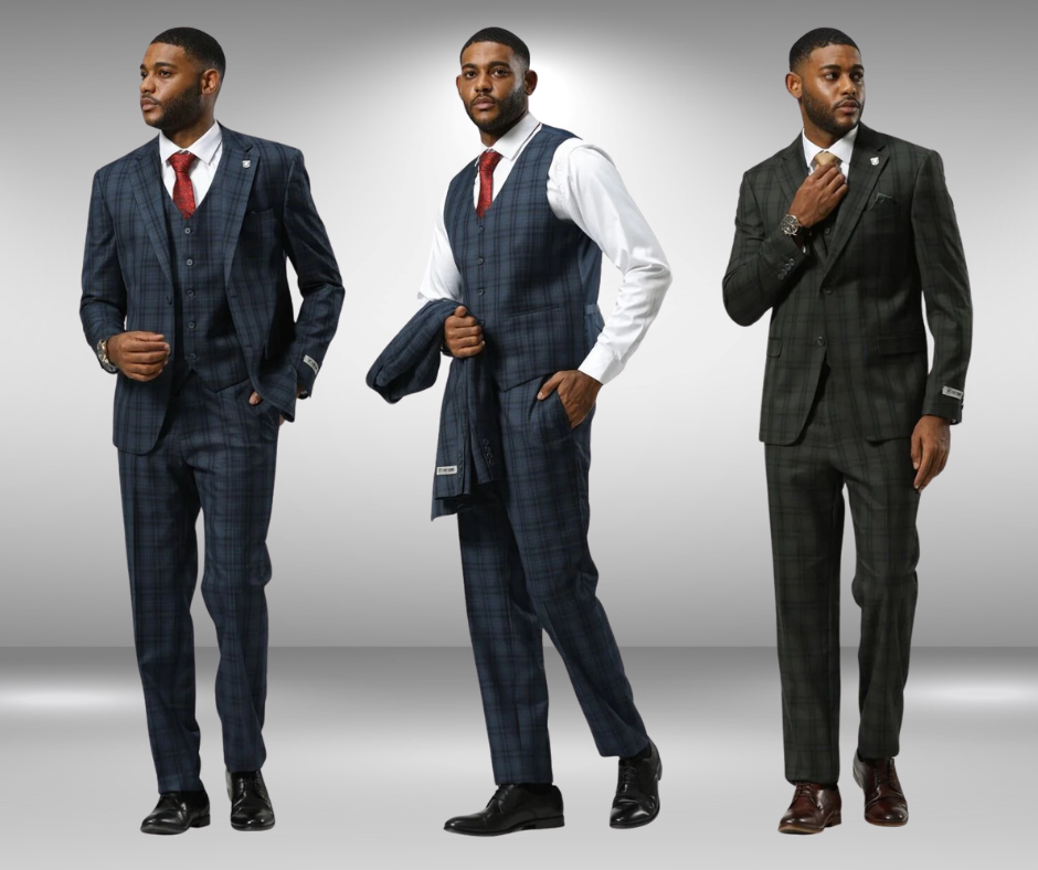 man in glen plaid suit