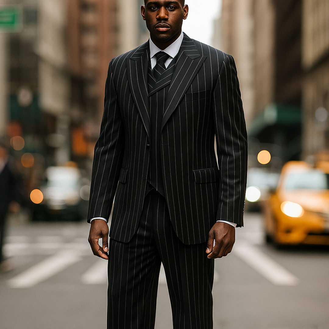 Mens wool suit with wide leg pants