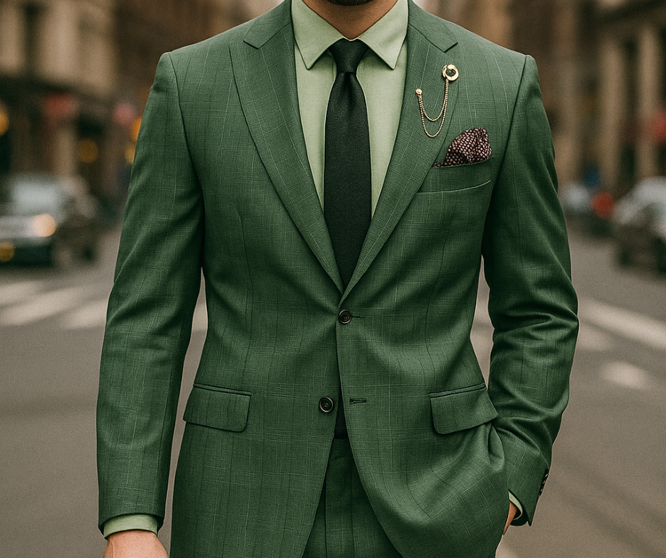 Men's 2 piece suit hunter green