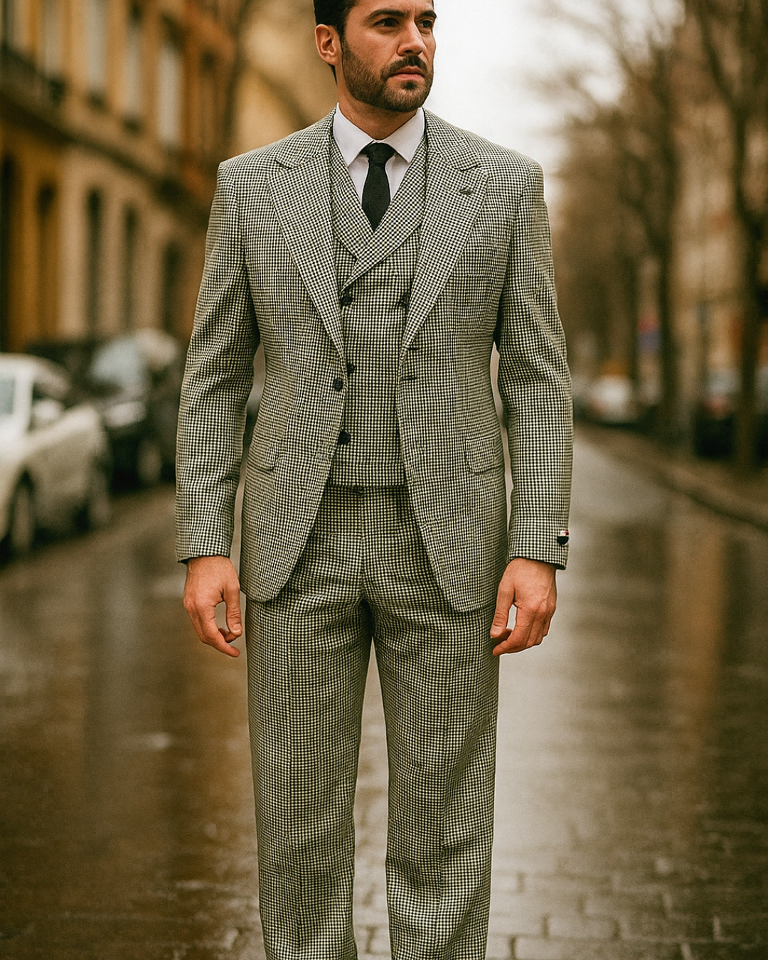 Men's 3 piece suit with wide leg pants